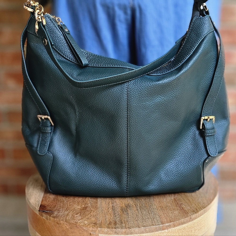 Dark Green Leather Hobo Bag - Classic Women's Shoulder Bag